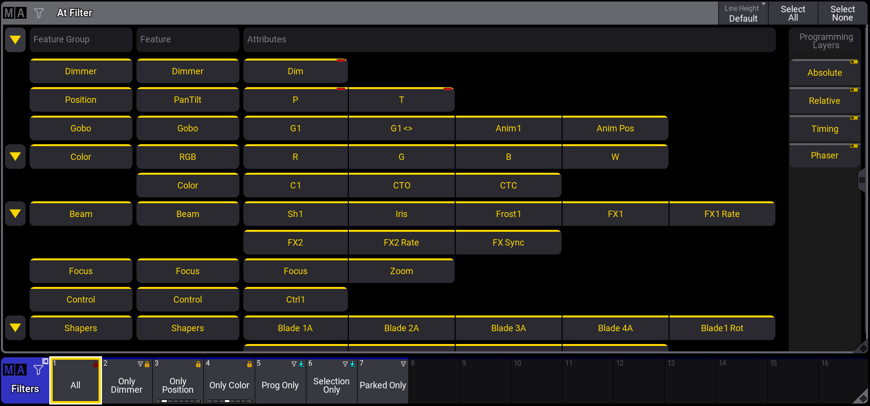 At Filter window and Filter pool with a default All filter enabled.